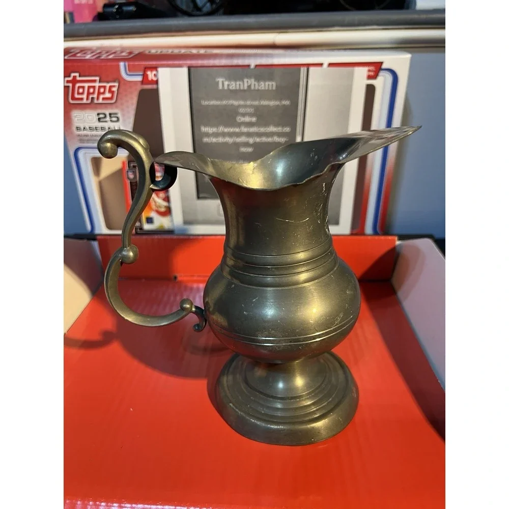 Vintage Metal Pitcher Jug in Antique Brass Tone